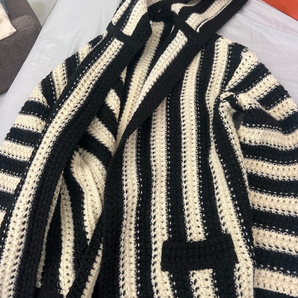 Saint Laurent Black and Cream Striped Jacket